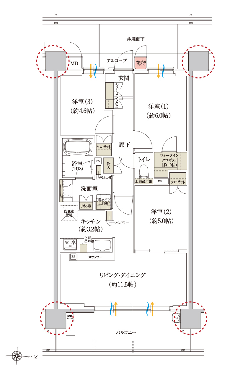 Eタイプの間取り画像、間取り図