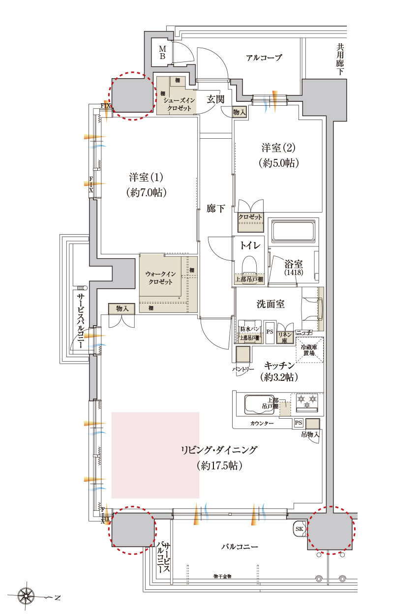Aタイプ メニュー3の間取り画像、間取り図