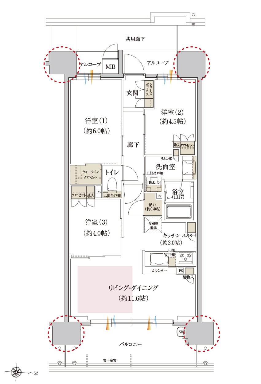 Bタイプの間取り画像、間取り図