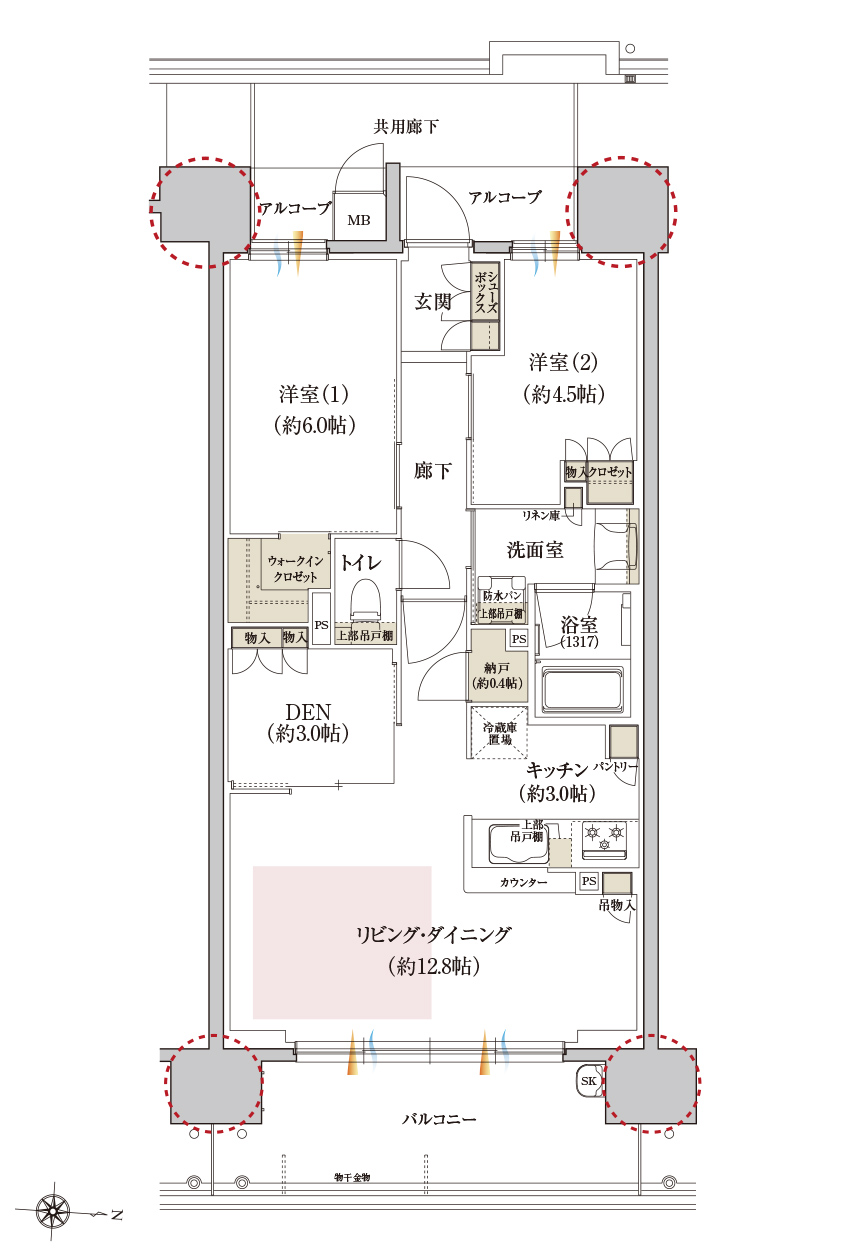 Bタイプ メニュー2の間取り画像、間取り図