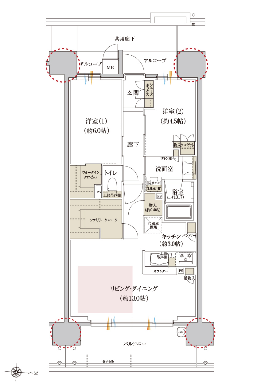 Bタイプ メニュー3の間取り画像、間取り図