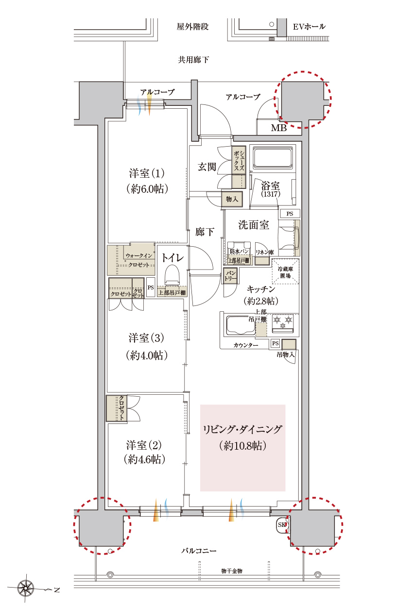 Dタイプの間取り画像、間取り図