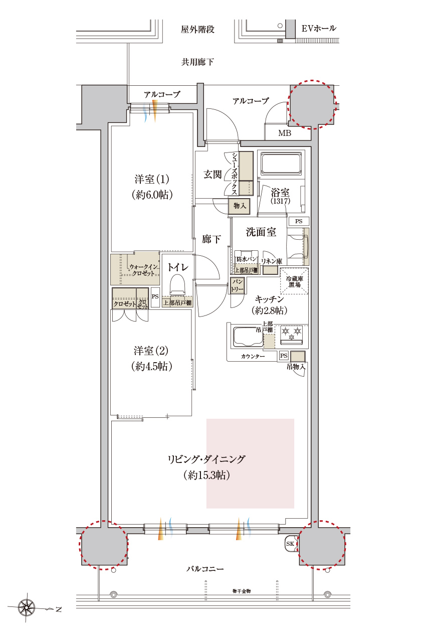 Dタイプ メニュー1の間取り画像、間取り図