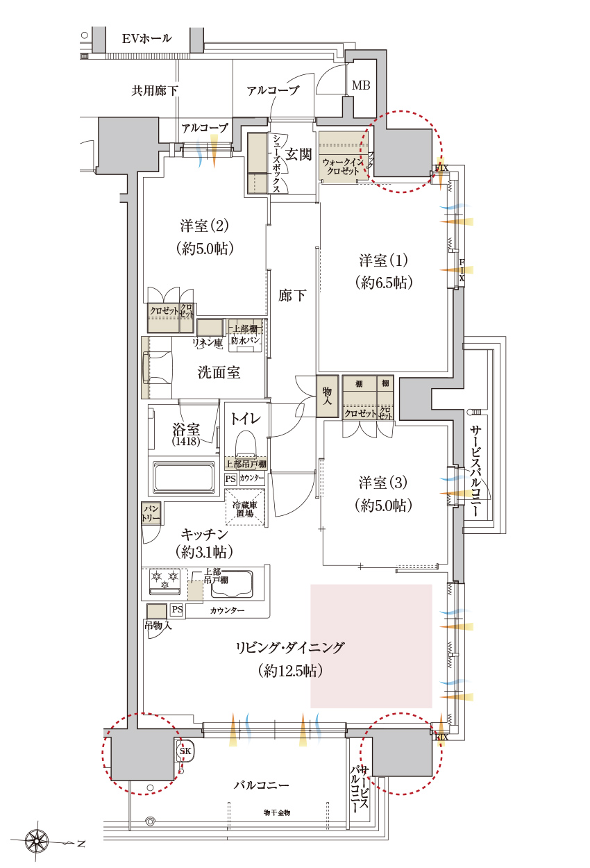 Eタイプの間取り画像、間取り図