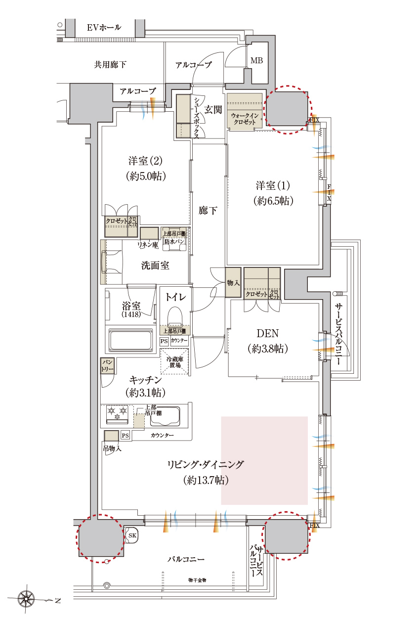 Eタイプ メニュー2の間取り画像、間取り図